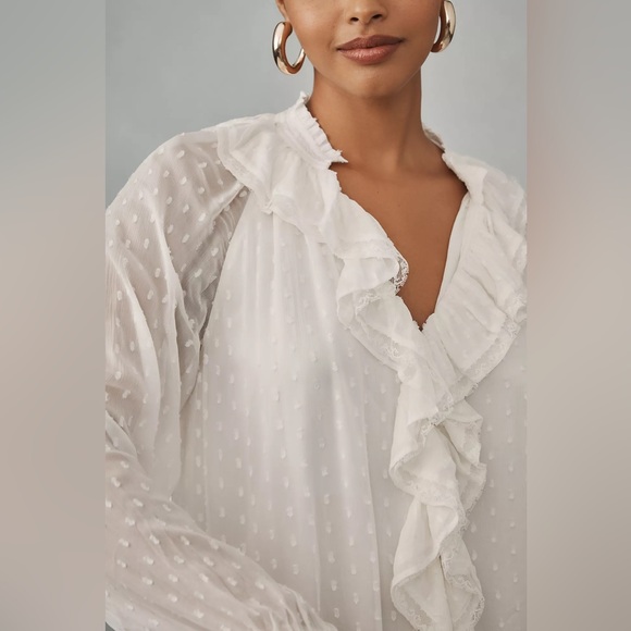 Anthropologie - Long-Sleeve V-Neck Ruffled Tunic Dress - Size Small NEW!! - Picture 8 of 16